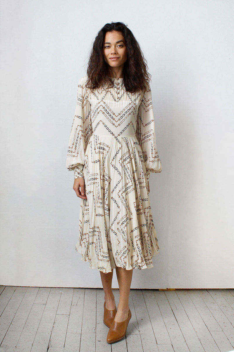 Gucci Horseshoe Silk Pleated Dress S – OMNIA