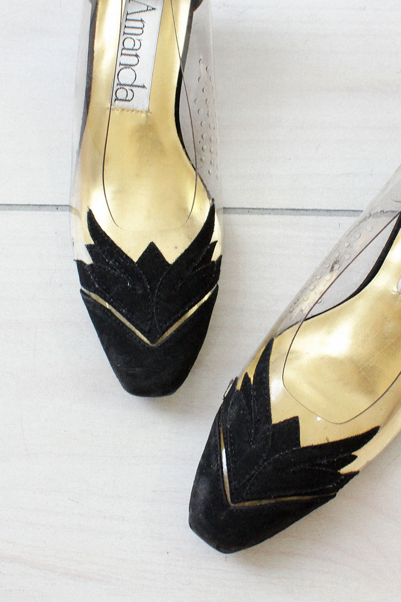 Heels with plastic sides sales