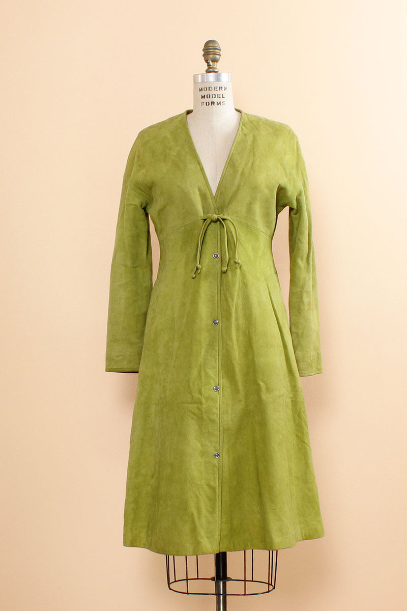 Bonnie Cashin Avocado Green Suede Coat Dress S/M OMNIA Bonnie Cashin Avocado Green Suede Coat Dress S/M OMNIA