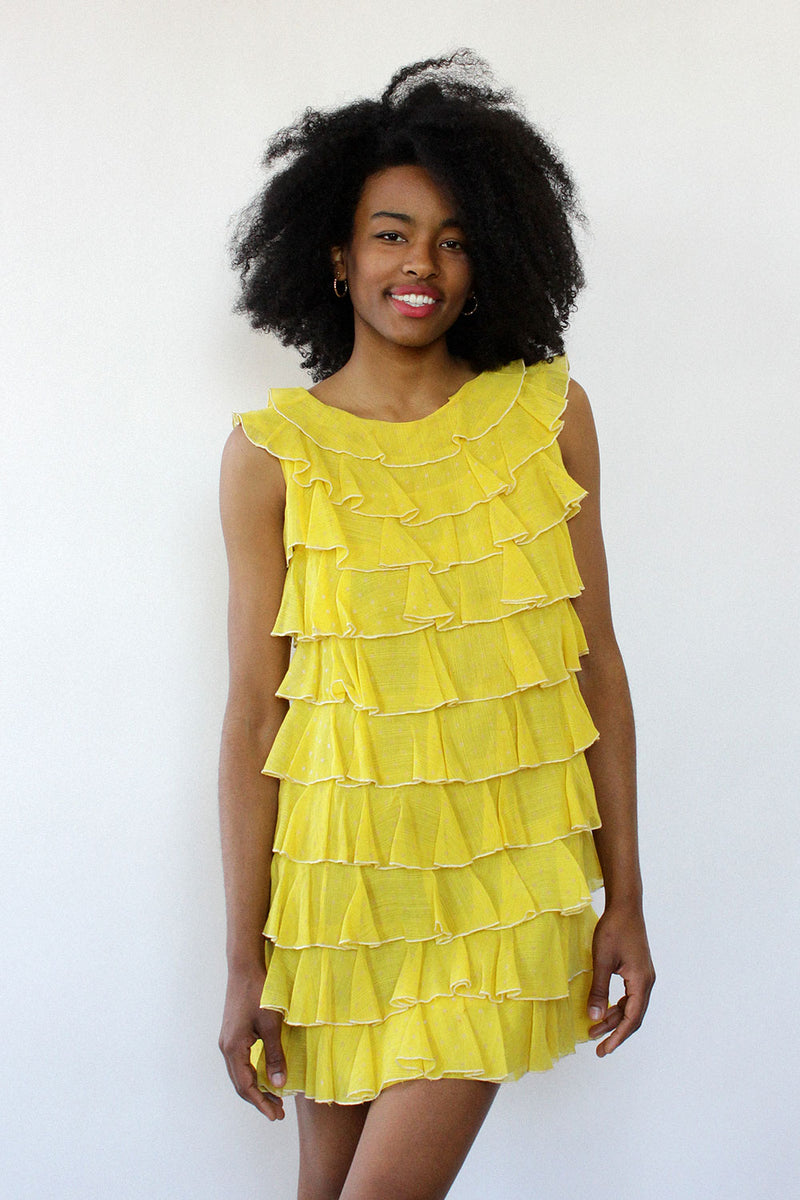 Lemon Ruffle Tiered Dress XS/S – OMNIA