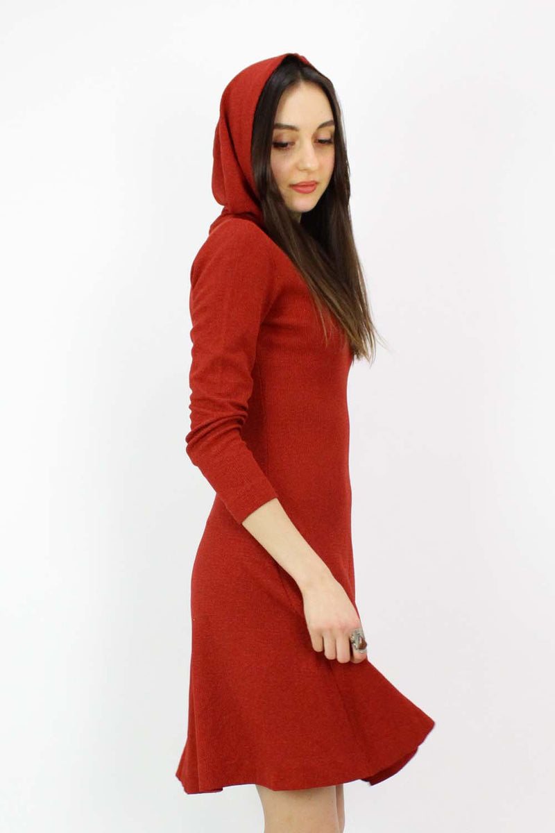 70s Hooded Knit Flare Dress S 70s Hooded Knit Flare Dress S