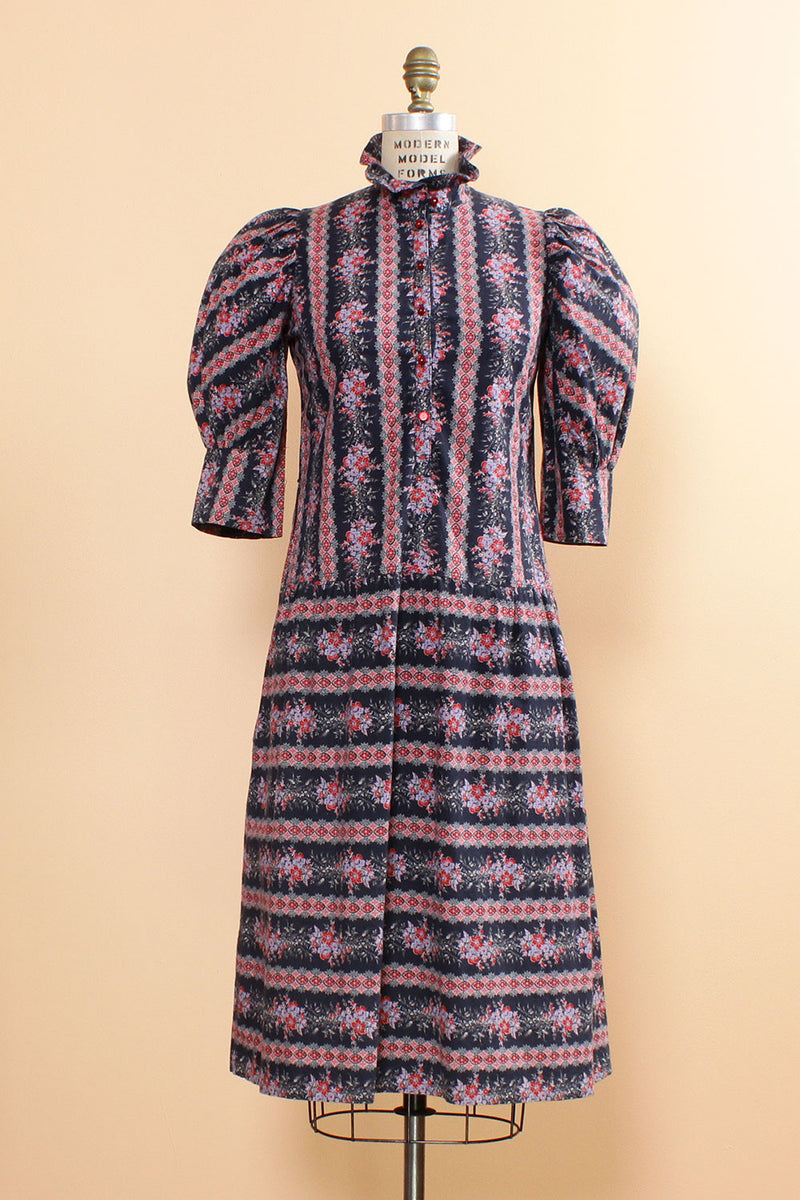 Belle France Navy Calico Dress S/M – OMNIA - Main Image