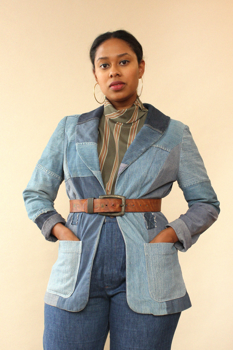 Denim online patchwork jacket
