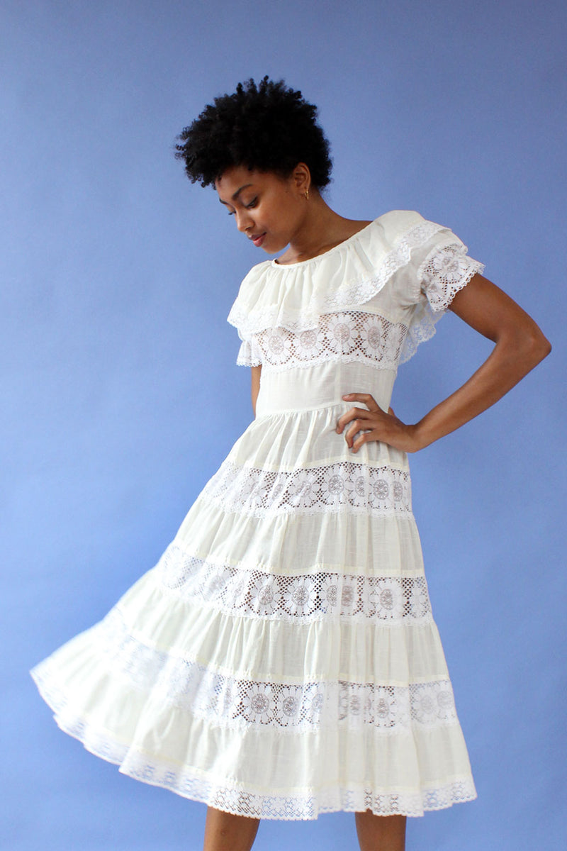 White lace peasant clearance dress