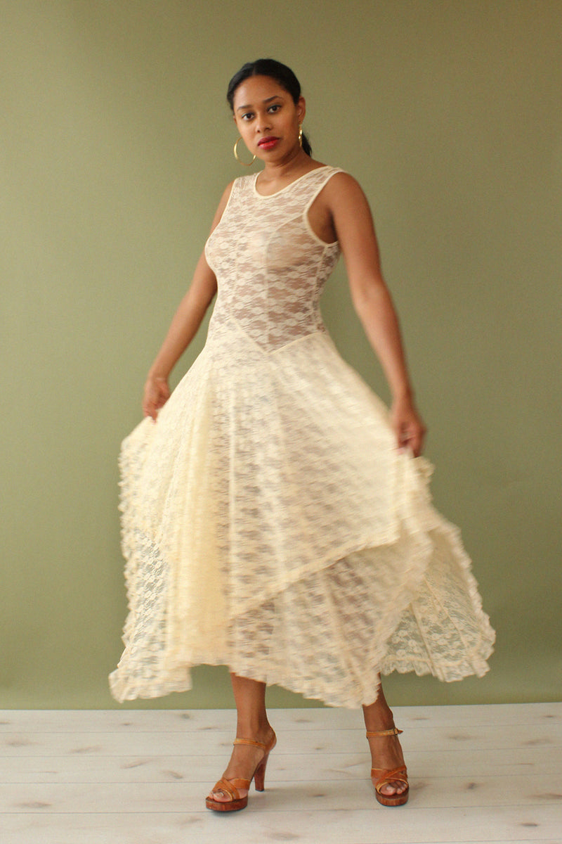Cream Lace Tier Dress S-L OMNIA Cream Lace Tier Dress S-L OMNIA