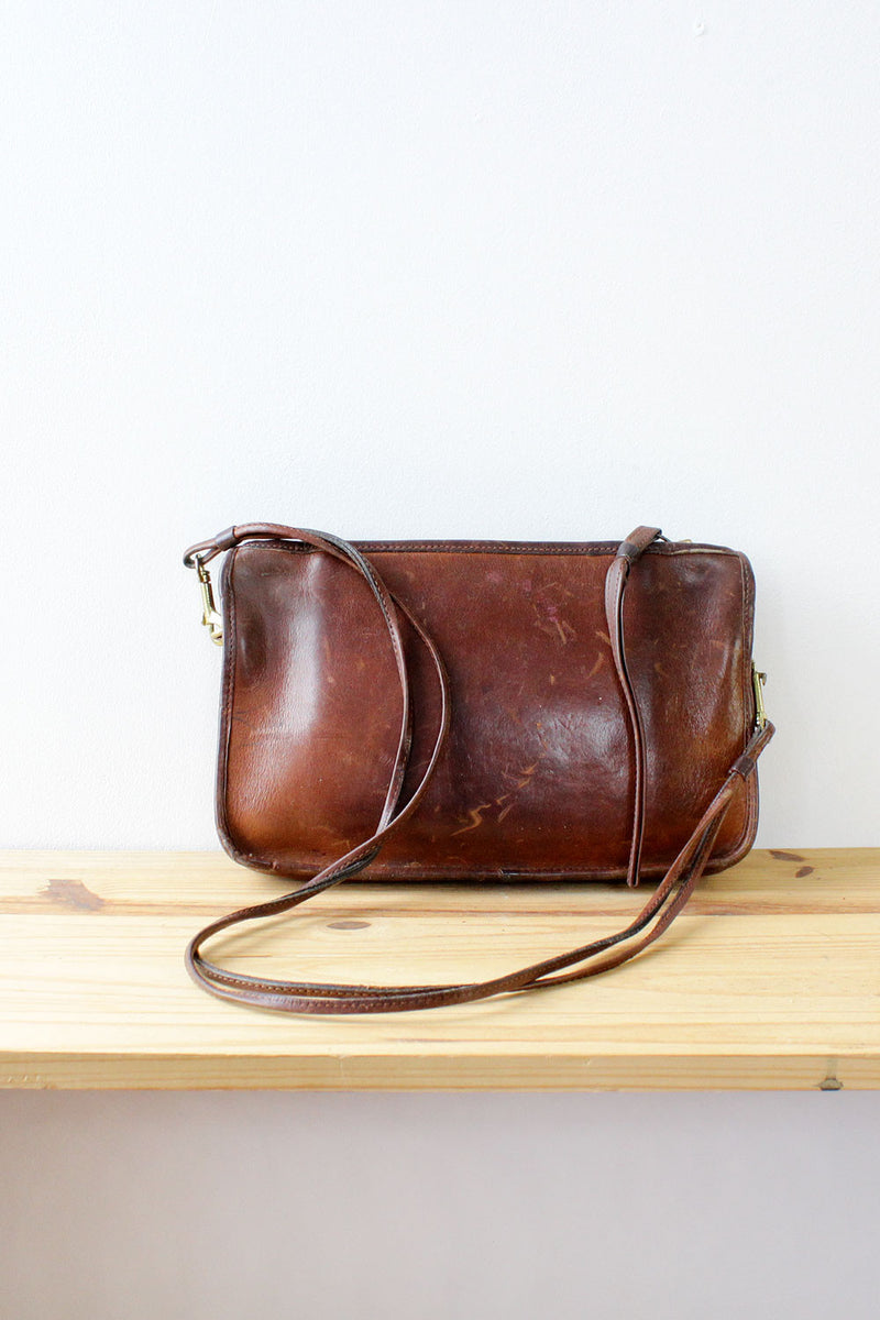 Vintage 1970s Coach Bag / Brown Leather Cross Body Purse