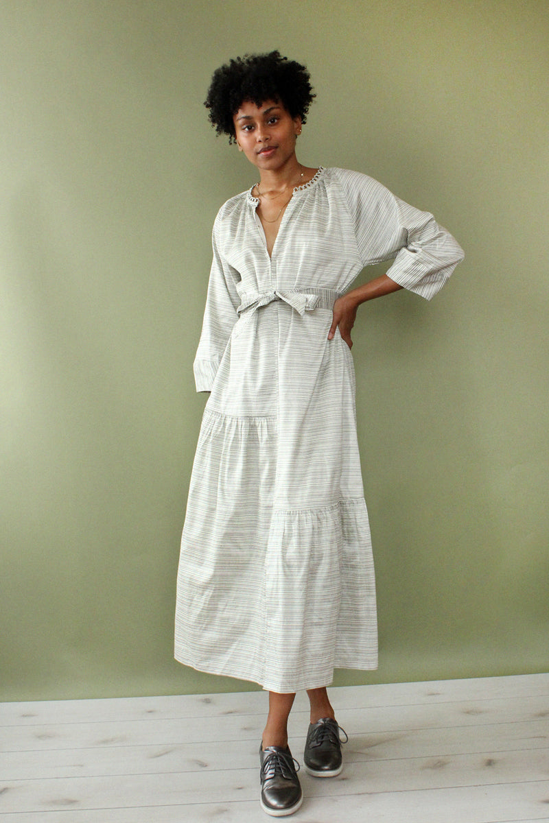Silver Stripe Smock Dress S-L OMNIA Silver Stripe Smock Dress S-L OMNIA