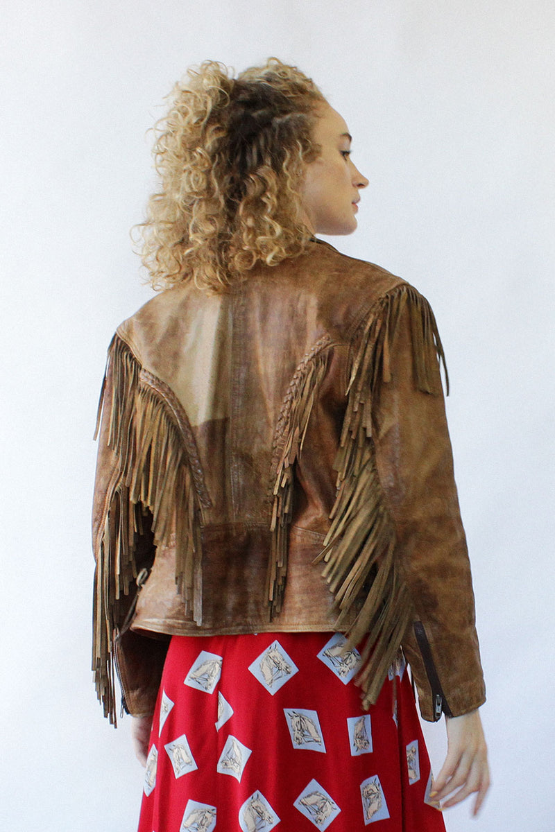 Vintage leather online jacket with fringe