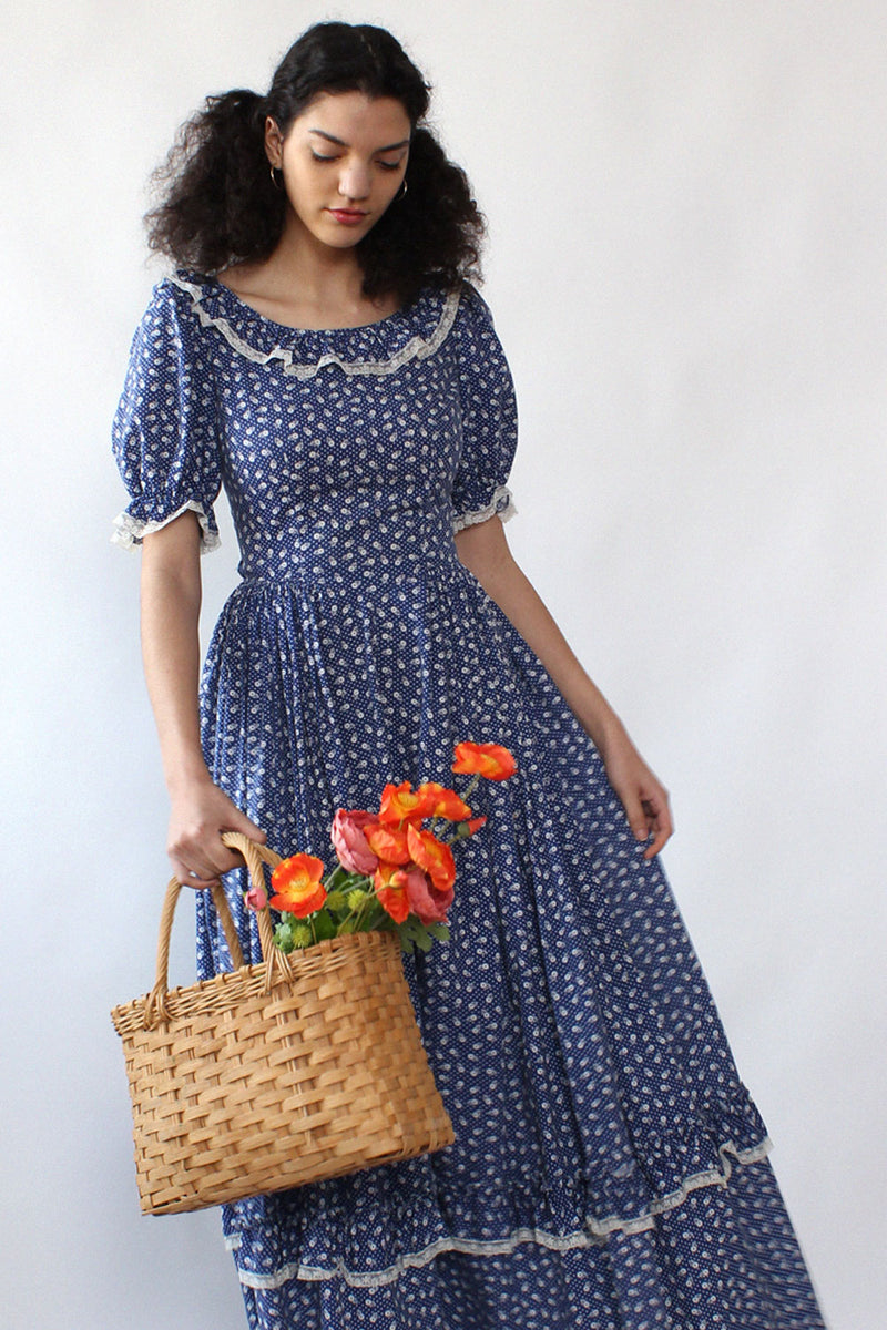 Sapphire Calico Prairie Dress S OMNIA Sapphire Calico Prairie Dress S OMNIA