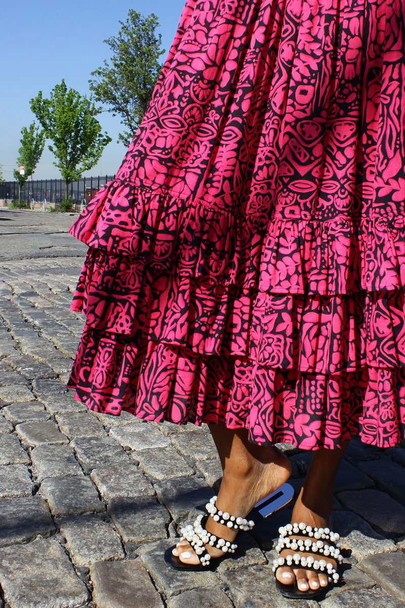Hot Pink Ruffle Skirt S M