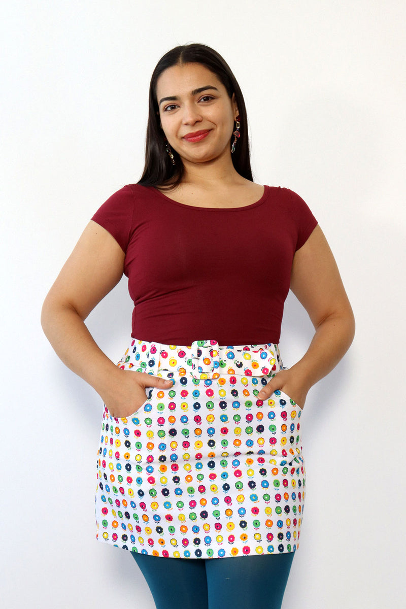 Pop Floral Belted Mini Skirt M/L