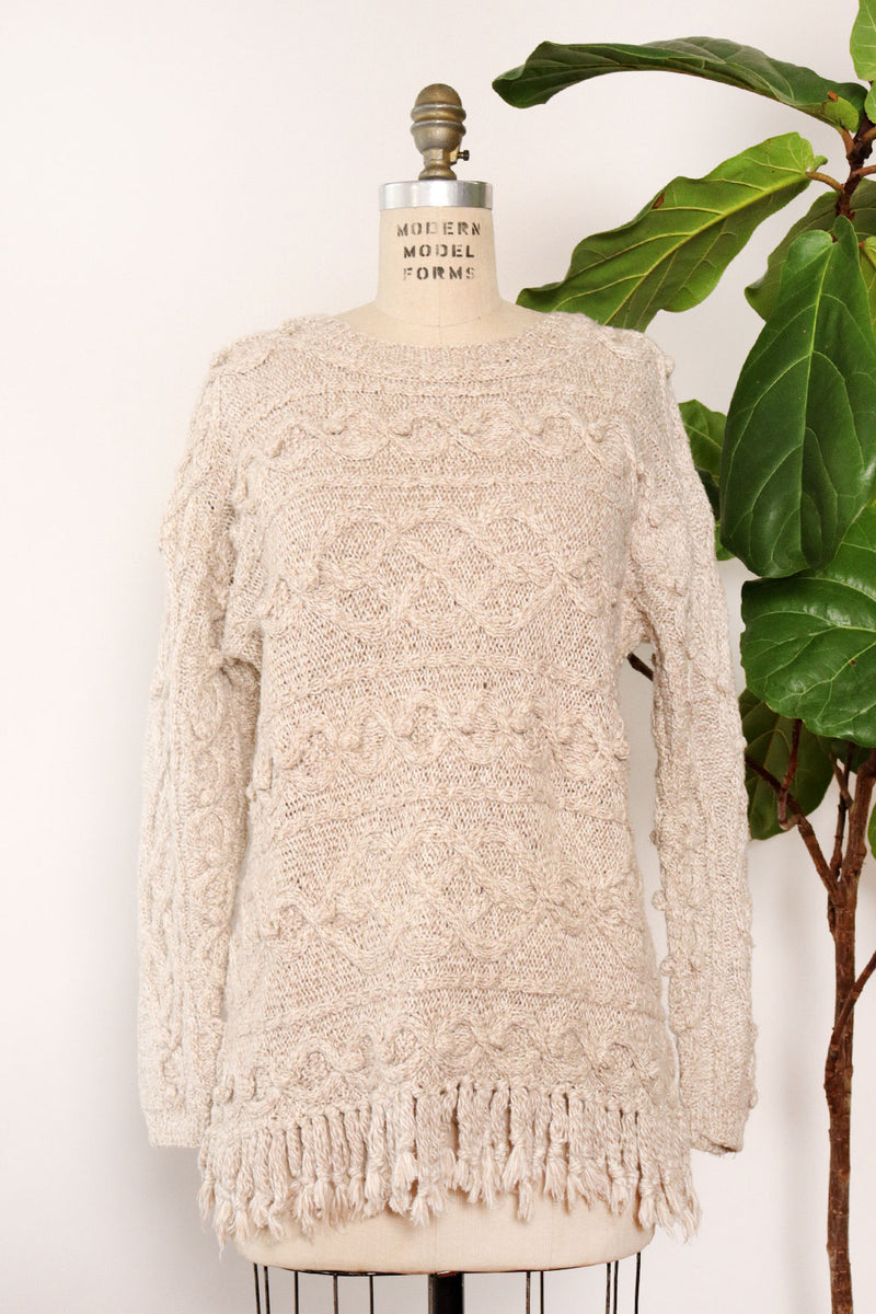 Oatmeal Fringe Tunic Sweater XS/S