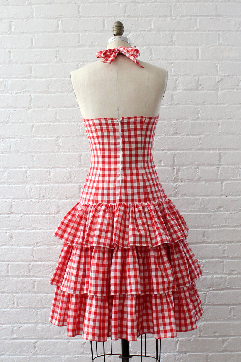 Bella Gingham Tiered Dress S/M OMNIA Bella Gingham Tiered Dress S/M OMNIA