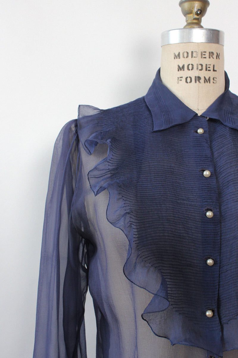 Sheer navy blouse outlet
