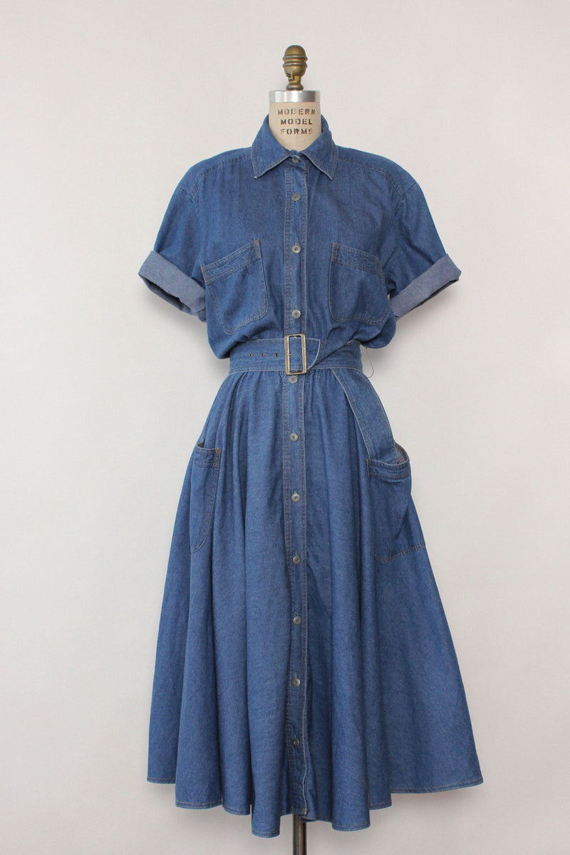 Chaus Denim Flare Dress L OMNIA Chaus Denim Flare Dress L OMNIA