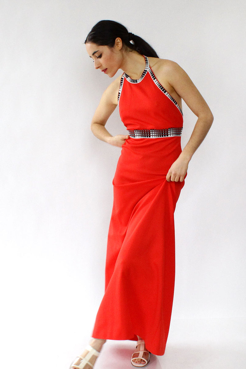 sachin and babi light blue dress Valentyna Halter Maxi Dress Red