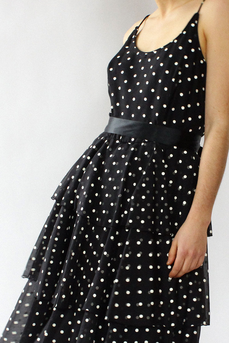 Polka Dot Tiered Dress S OMNIA Polka Dot Tiered Dress S OMNIA