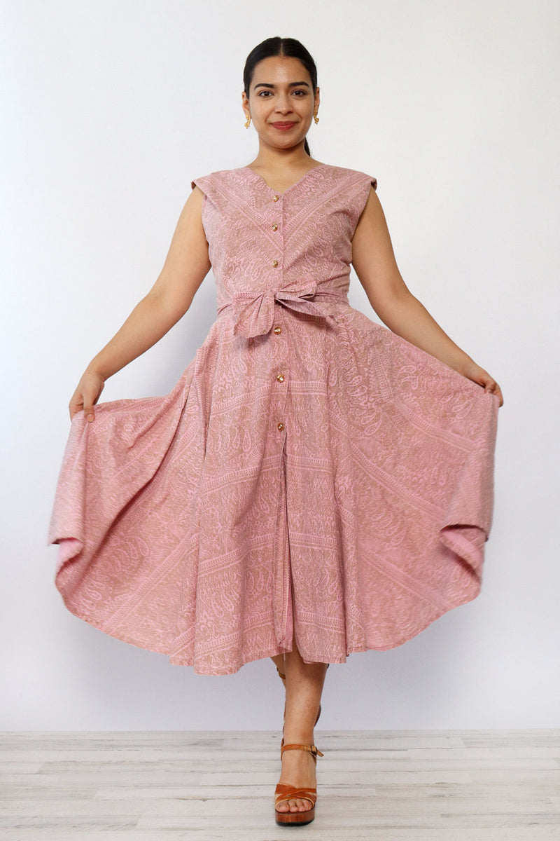 Bronzed Rose Cotton Flare Dress L OMNIA Bronzed Rose Cotton Flare Dress L OMNIA