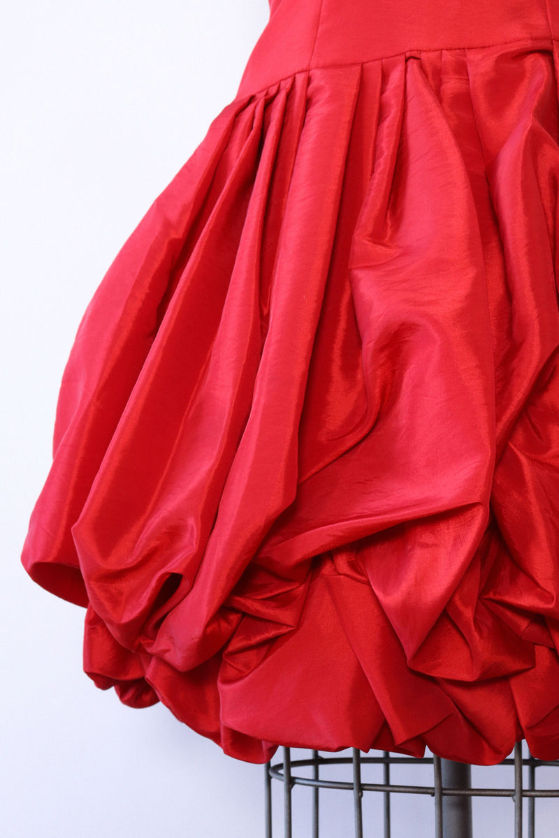Red Silk Bubble Bustier Dress S OMNIA Red Silk Bubble Bustier Dress S OMNIA