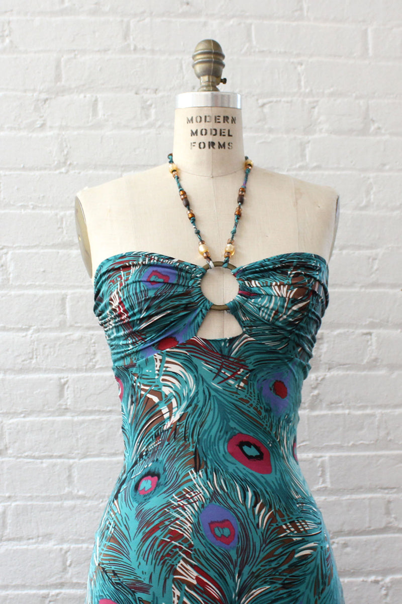 Peacock O-ring Halter Dress XS/S OMNIA Peacock O-ring Halter Dress XS/S OMNIA