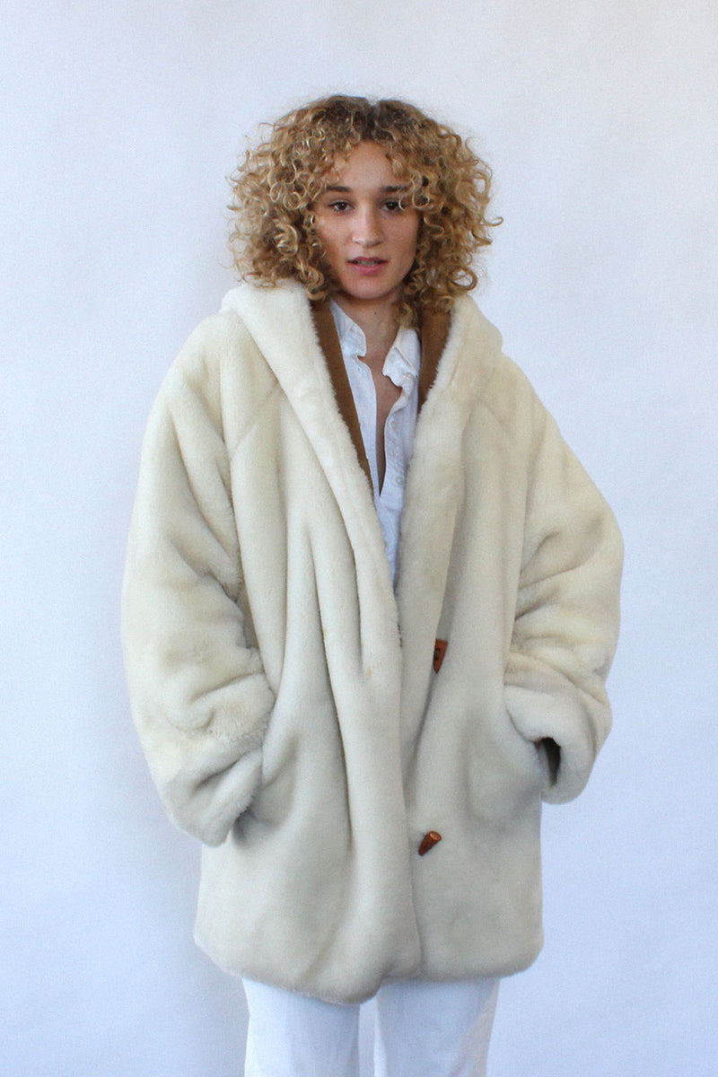 Shearling Style Cocoon Coat S M