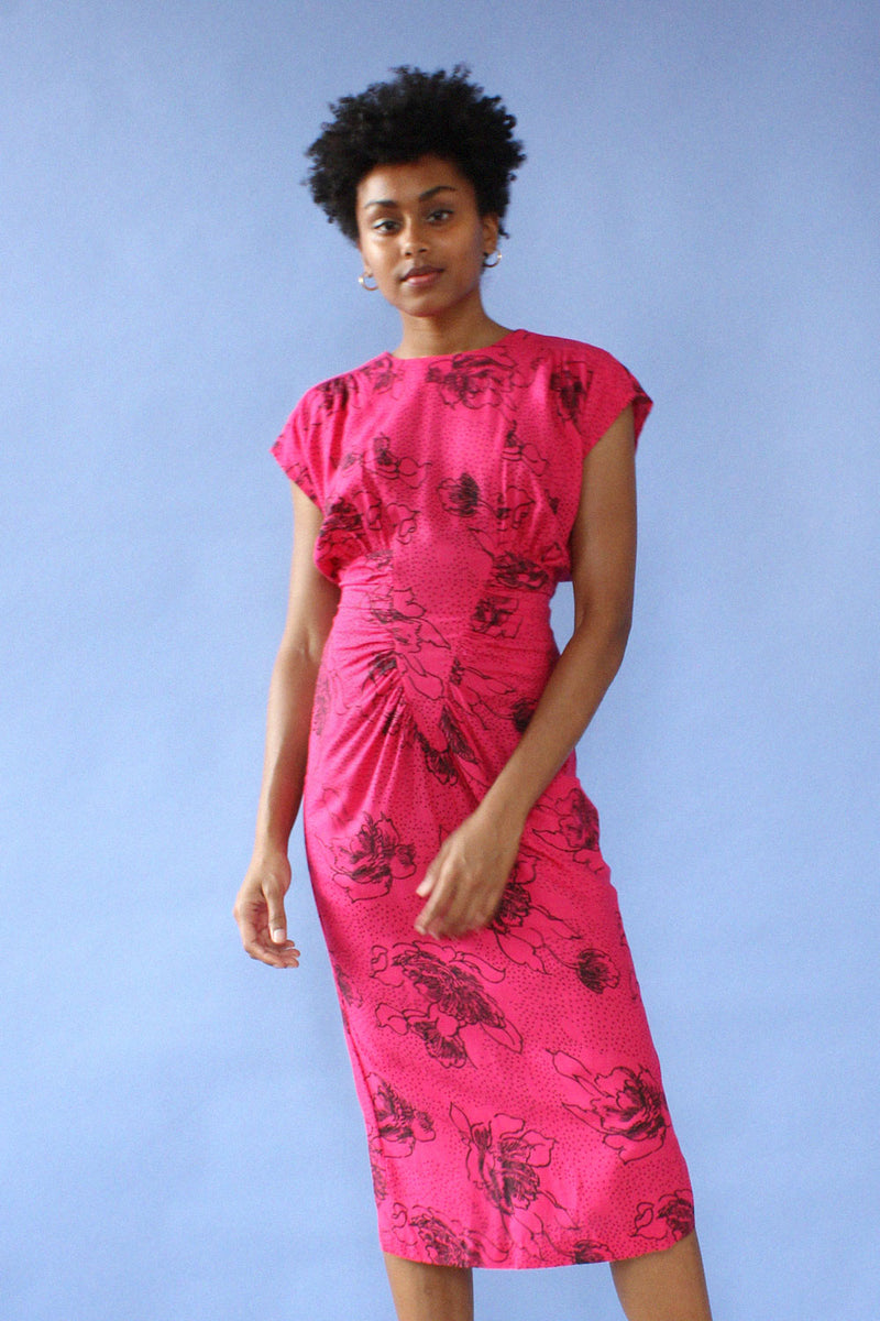 ruched wiggle dress 1960's Cocktail Wiggle Dress With Ruched Trim