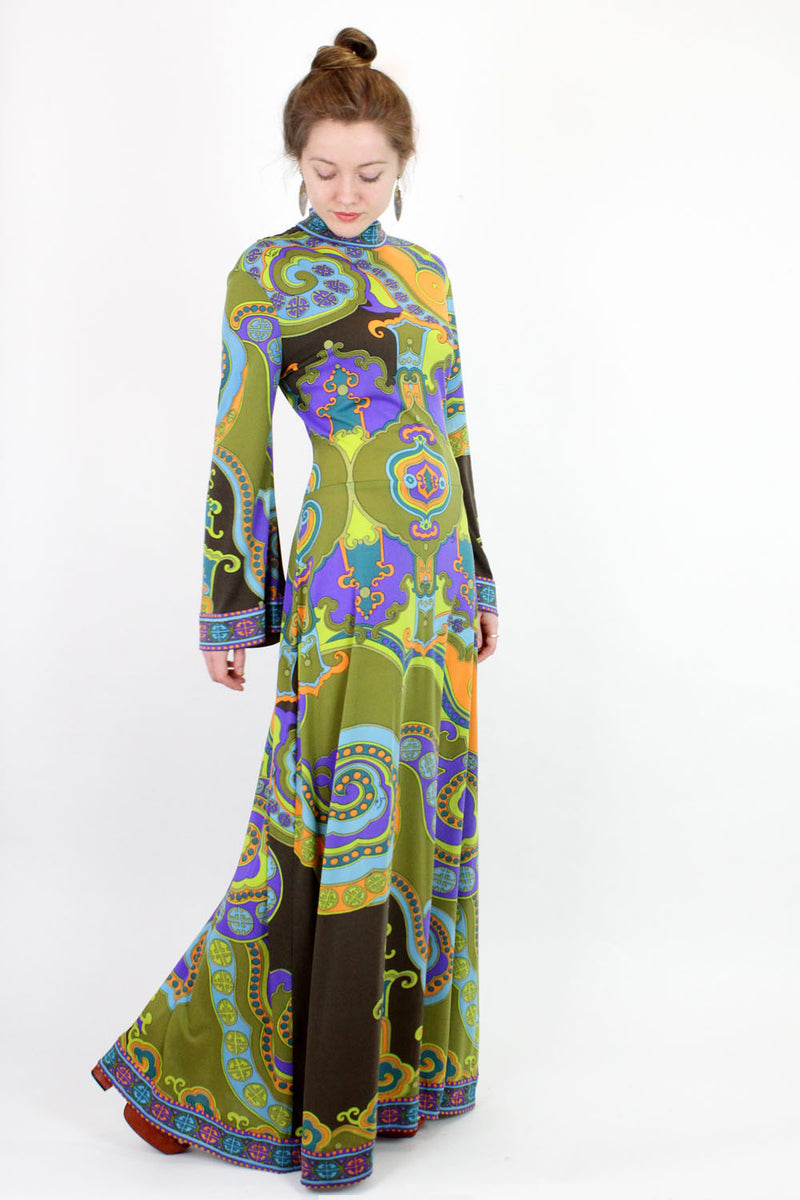 Leonard Paris psychedelic oriental maxi dress OMNIA Leonard Paris psychedelic oriental maxi dress OMNIA