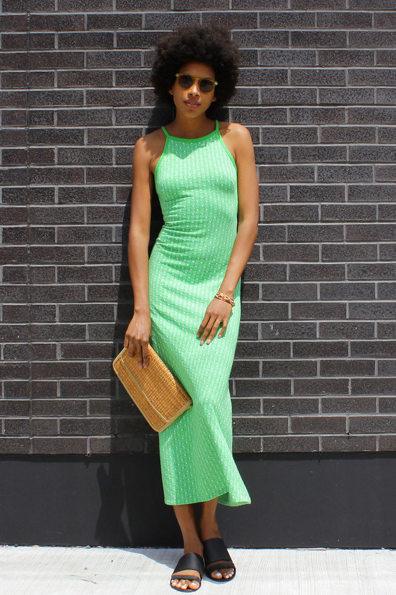 Green Summer Knit Maxi Dress XS OMNIA Green Summer Knit Maxi Dress XS OMNIA