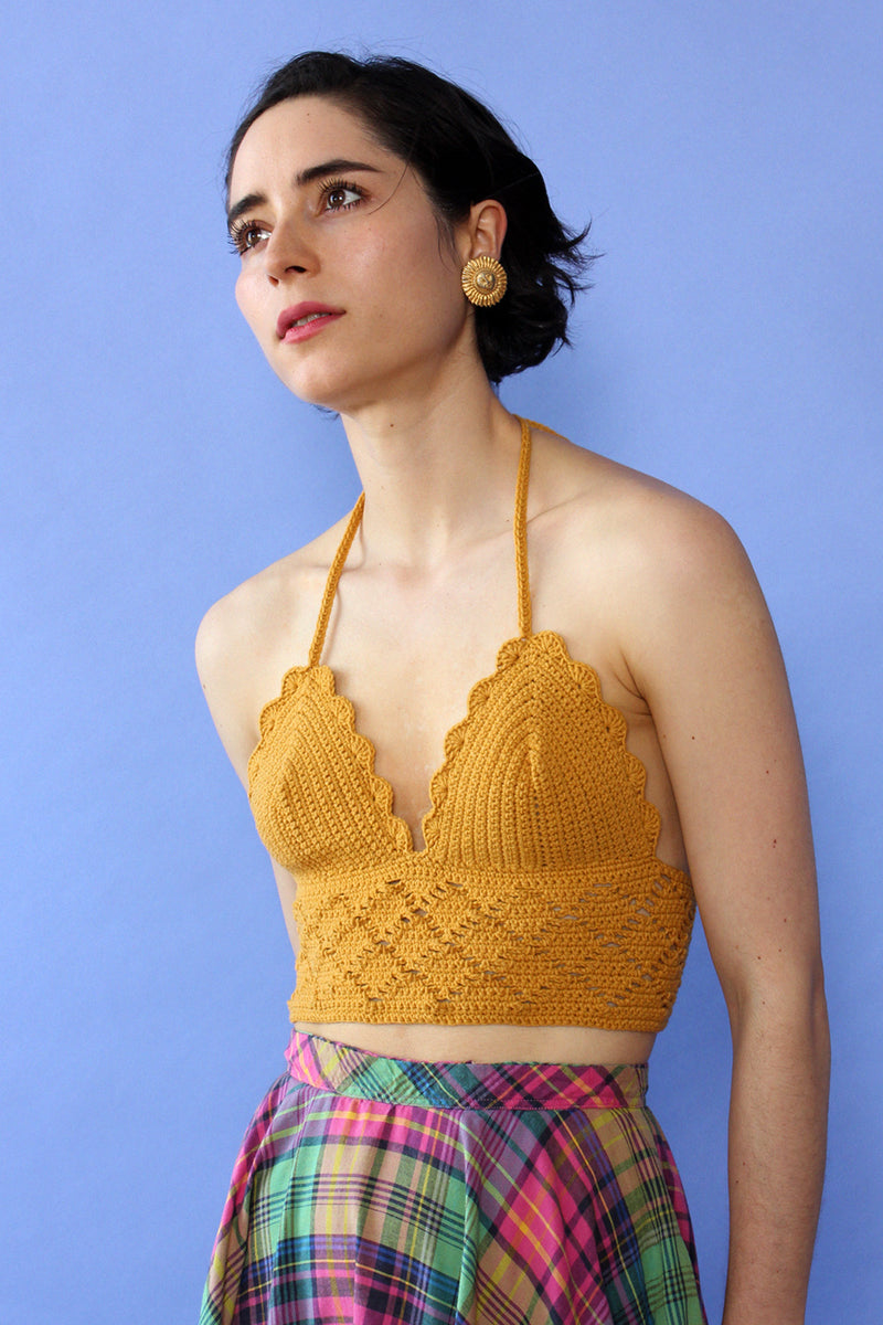 Saffron Crochet Halter Top XS-M – OMNIA