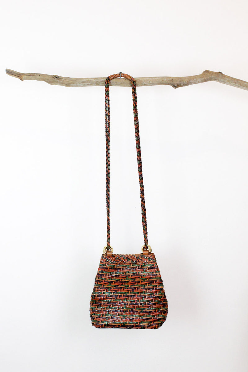 Jeweled Woven Leather Crossbody Bucket Bag – OMNIA