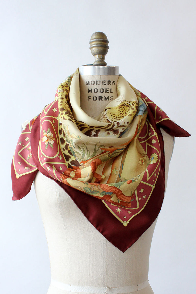 framed silk scarf by Hermes with Leopard print