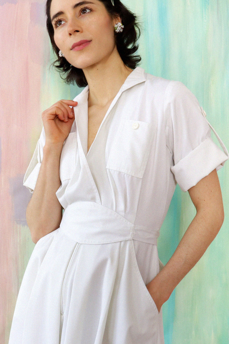 White discount utility dress