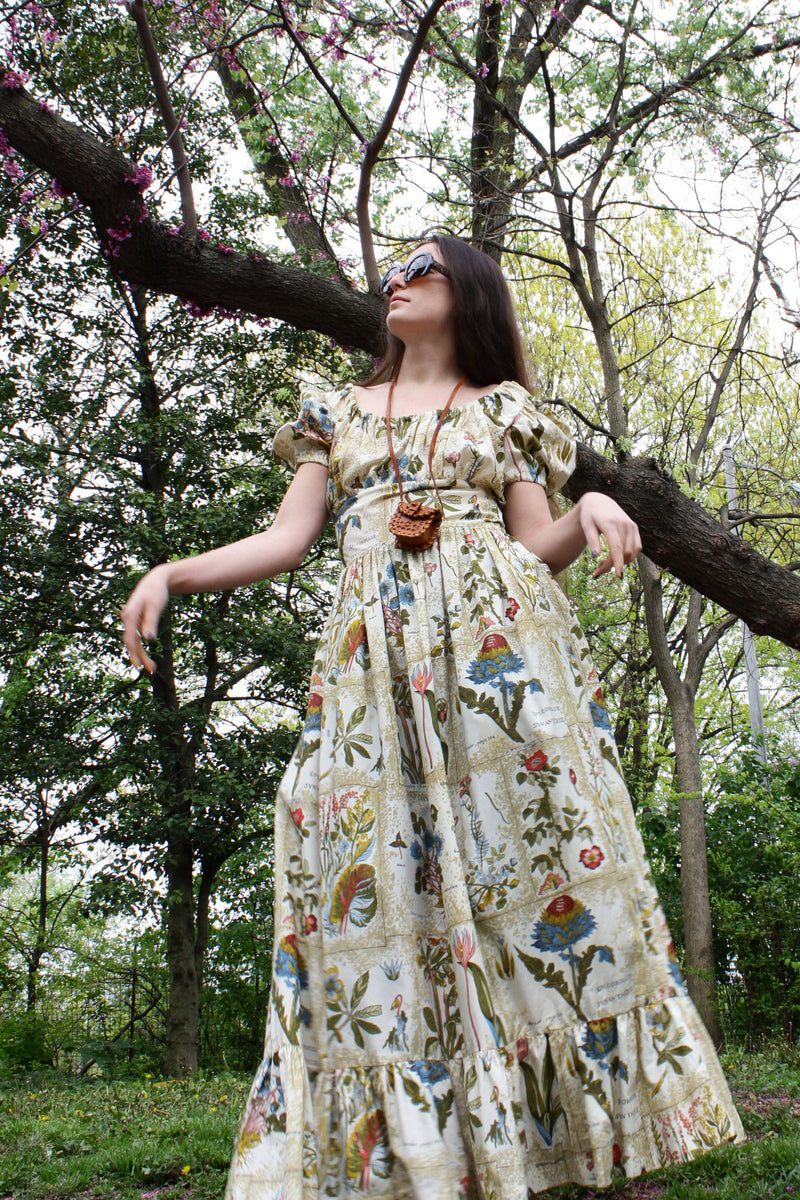 botanical print maxi dress It's All Her Own Brown Multi Floral Print Cotton Maxi Dress