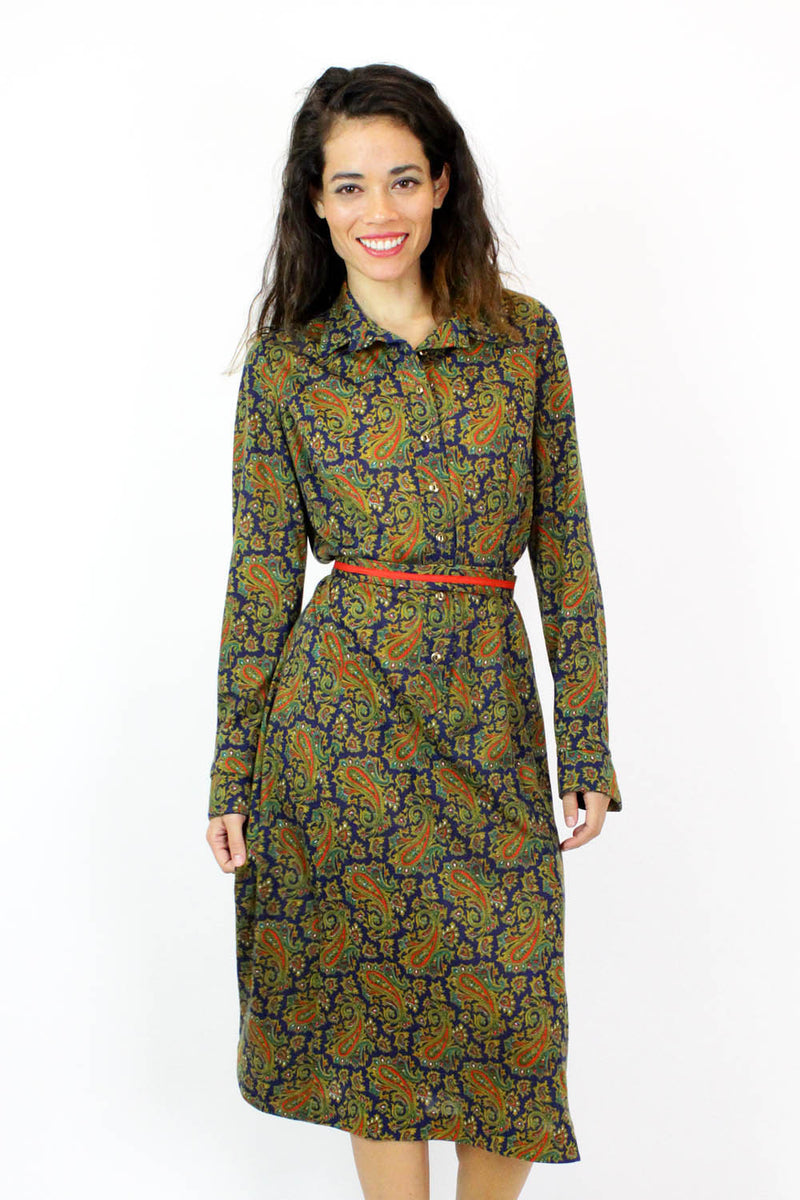 60s Paisley Long Sleeve Ski Lodge Dress M/L 60s Paisley Long Sleeve Ski Lodge Dress M/L