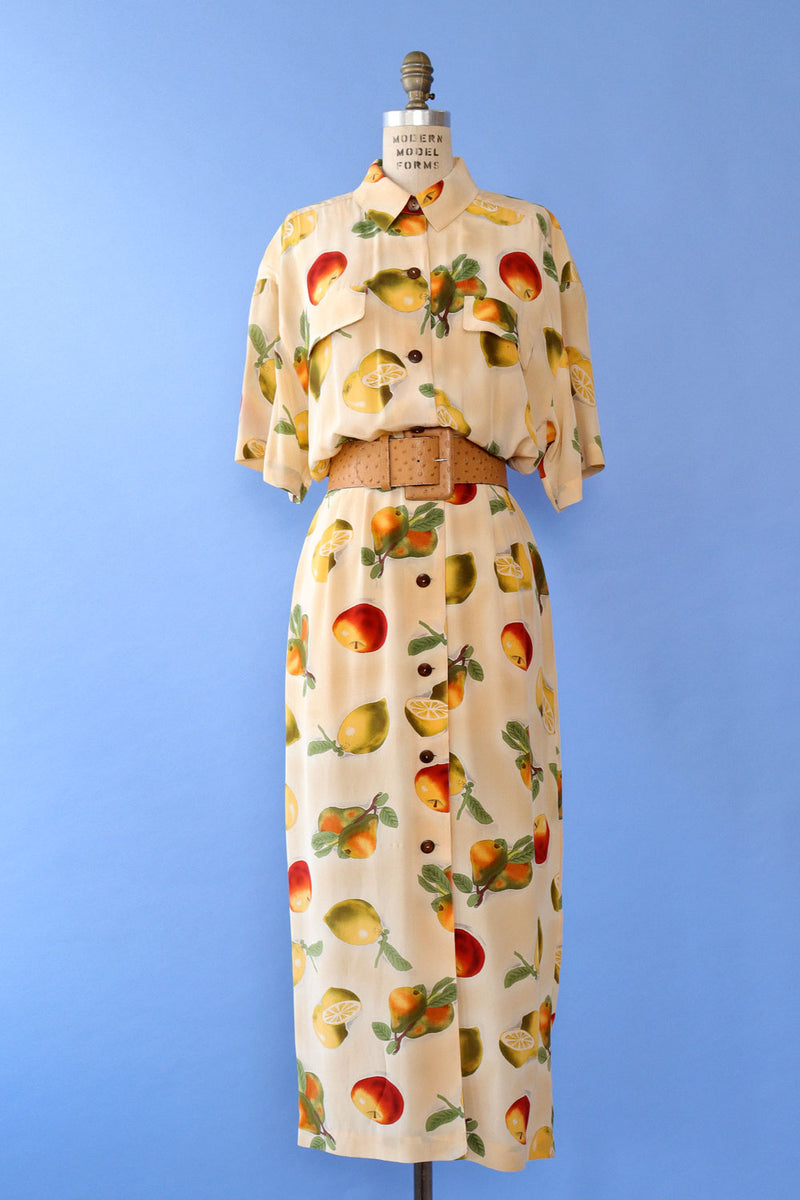 Citrus Fruits Silk Dress M/L Citrus Fruits Silk Dress M/L