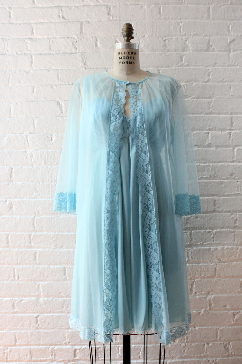 Soft Blue Peignoir Set M/L