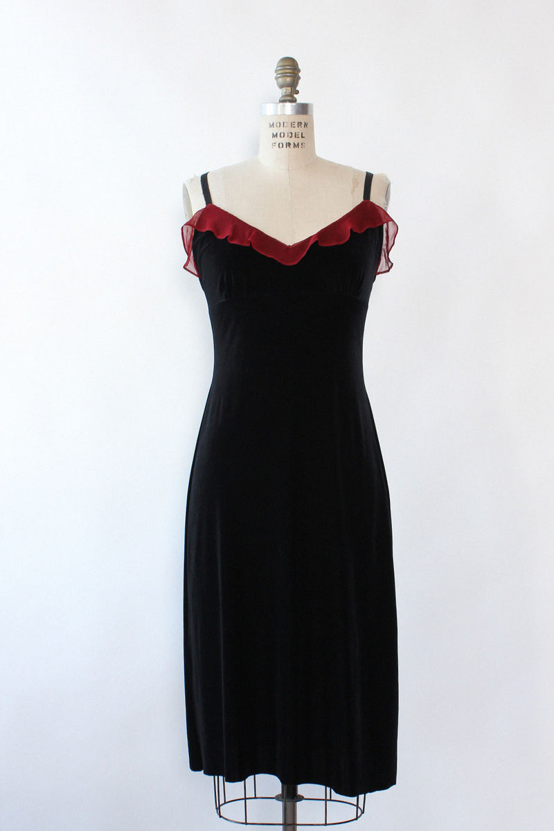 Betsey Johnson Ruffle Velvet Dress M L