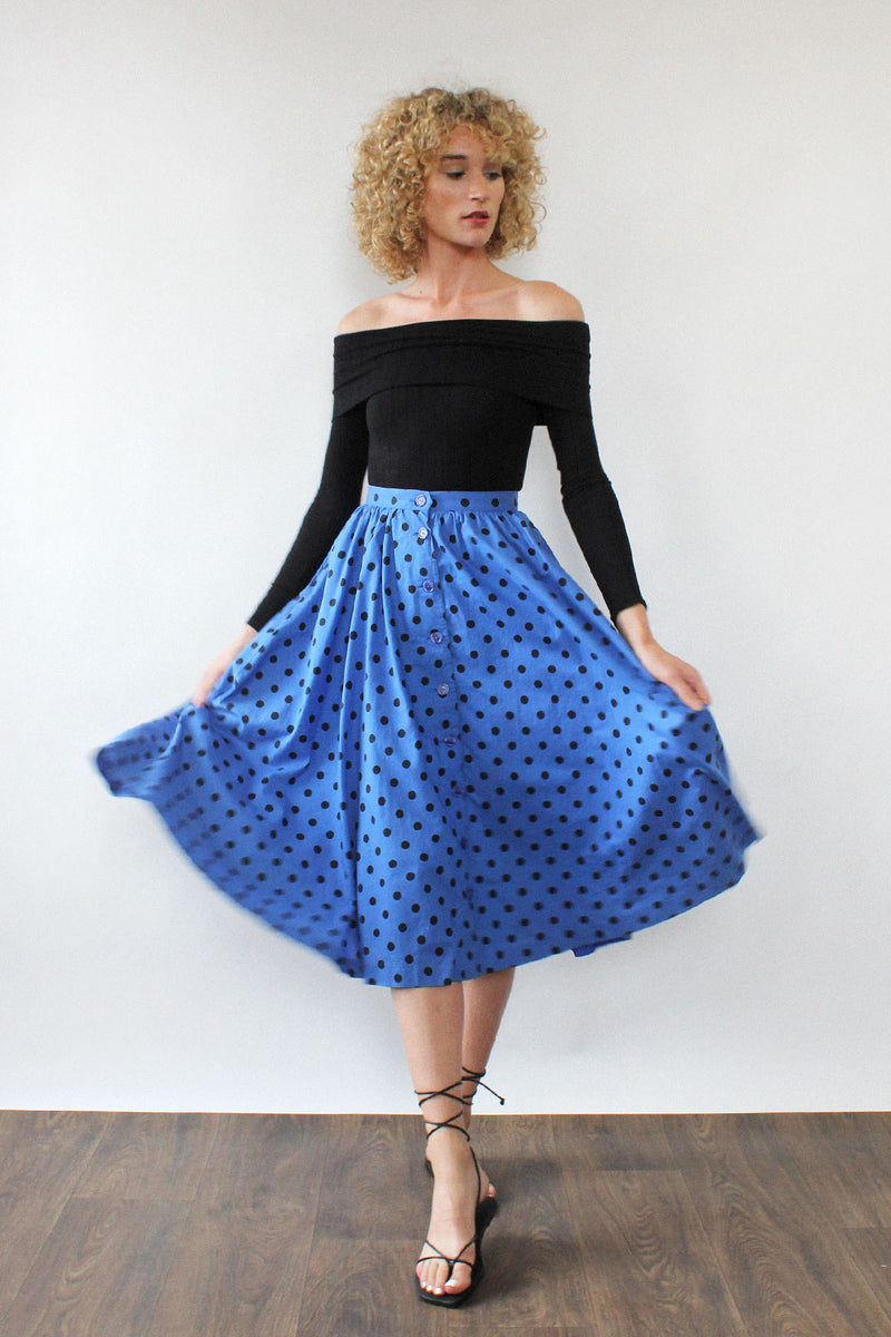 Dress 80's Polka Dot Skirt Polka Dot Vintage Dress Size 80s