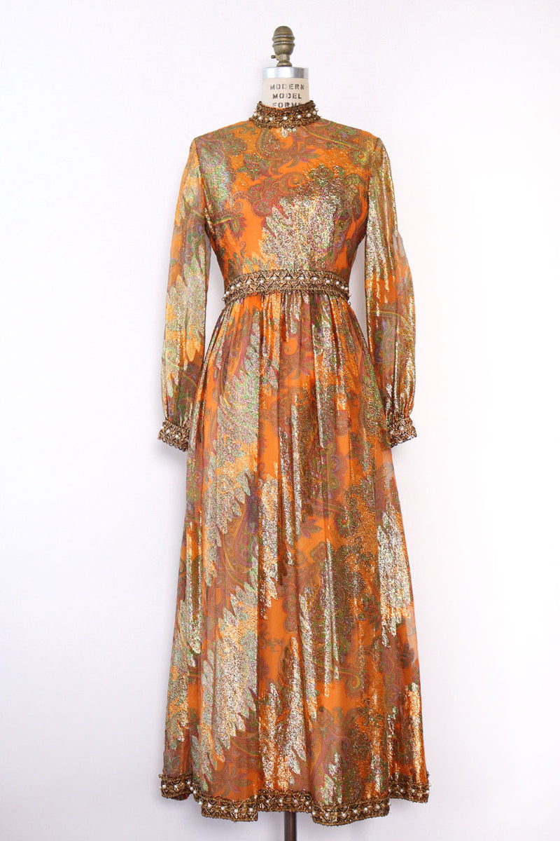 Oscar de la Renta 1960s Metallic Maxi Dress M OMNIA Oscar de la Renta 1960s Metallic Maxi Dress M OMNIA