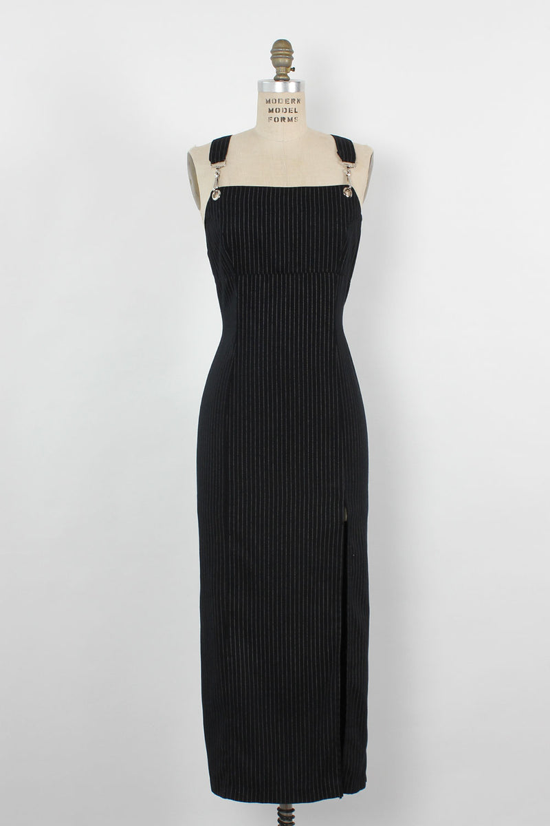 Pinstripe Jumper Dress M OMNIA Pinstripe Jumper Dress M OMNIA