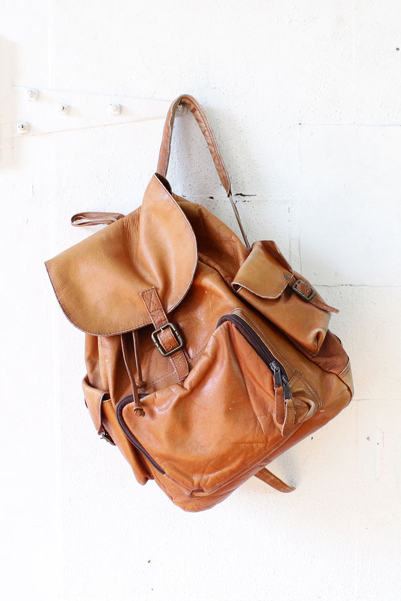 big leather backpack womens Large Chestnut Leather Backpack