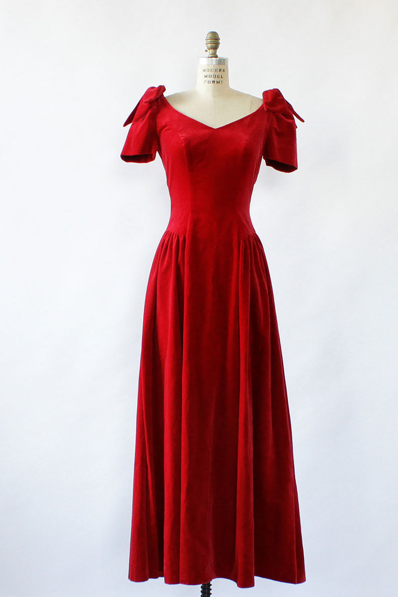 red velvet princess dress Velvet Princess Dress, Red Prom Dress, Bubble Sleeve Temperament Evening Dress, Custom Made