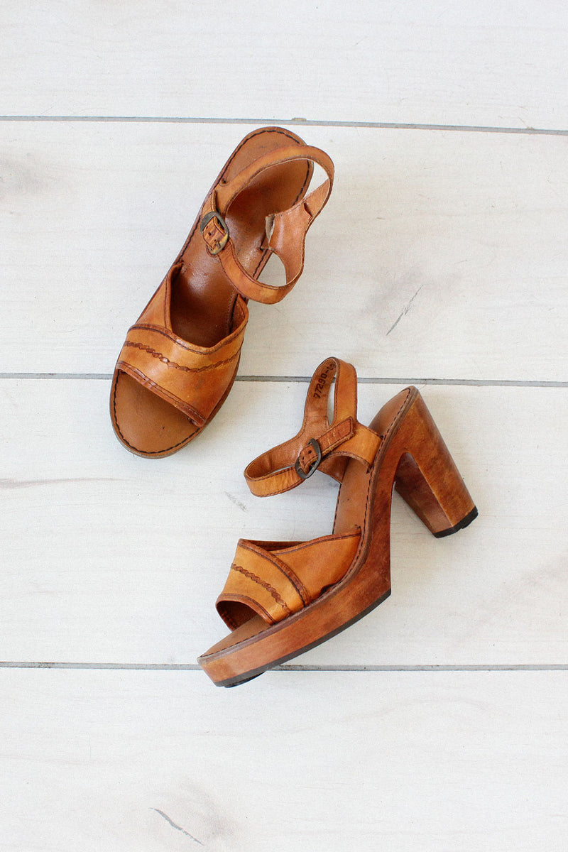 Qualicraft Wood Platform Sandals - Main Image