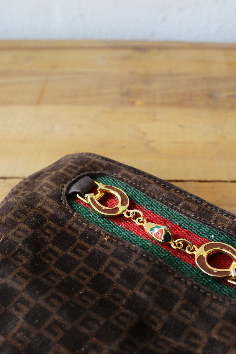 Gucci red stripe brown wallet