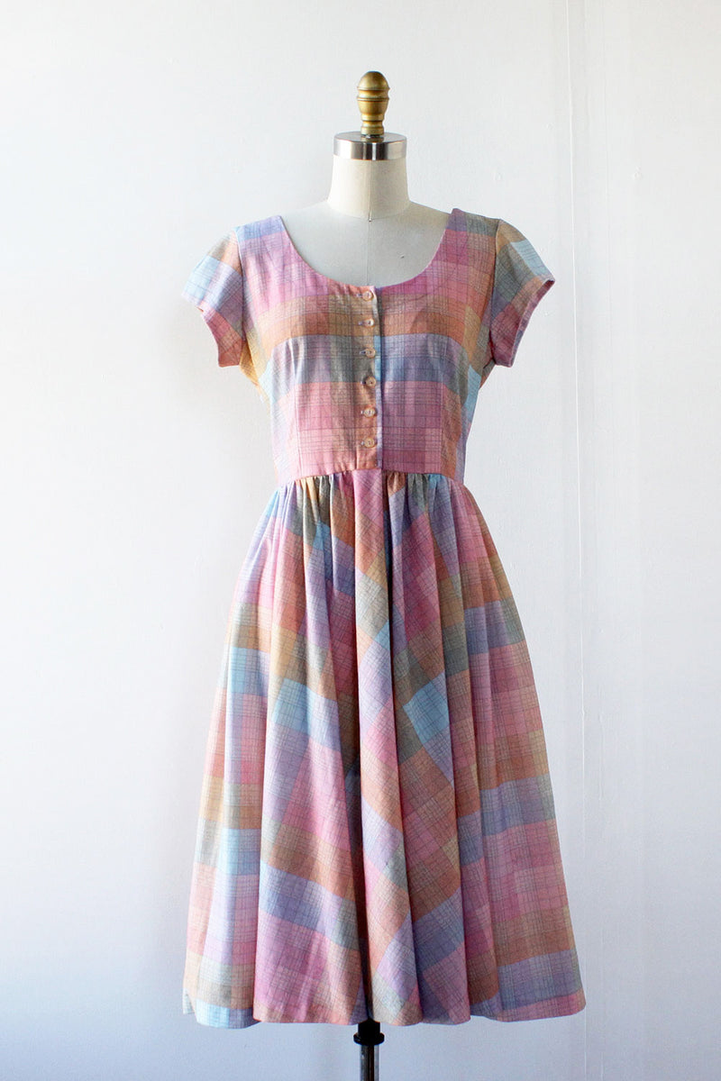 Rainbow Pastel Plaid Dress M Rainbow Pastel Plaid Dress M