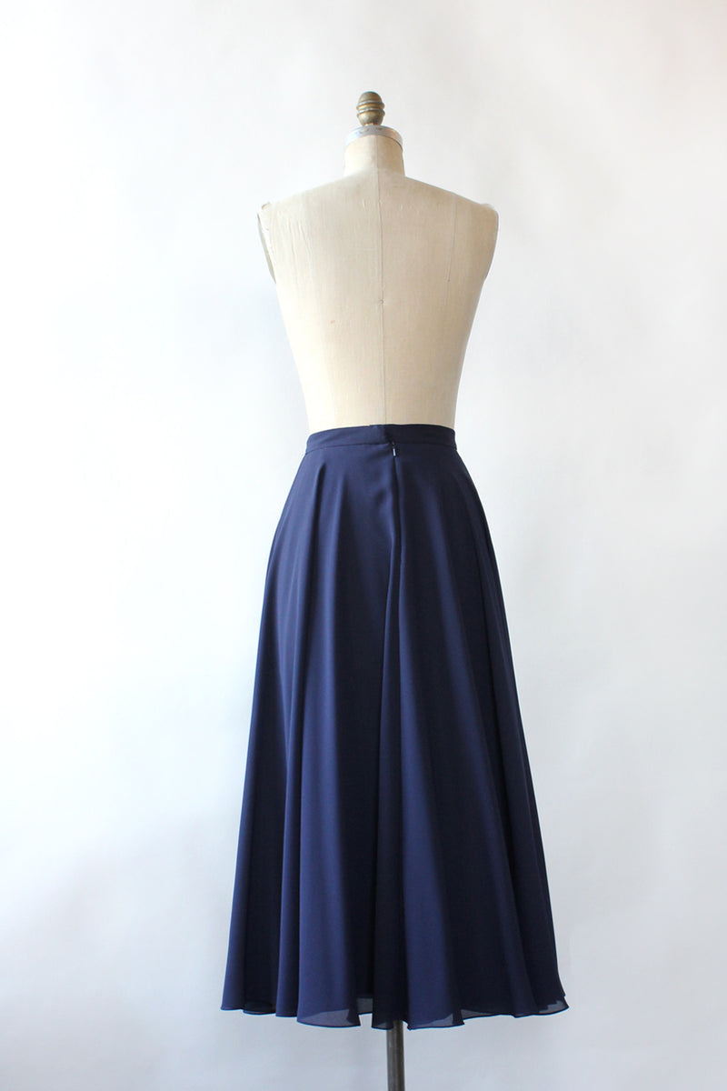 Navy Chiffon Flowy Midi Skirt M – OMNIA