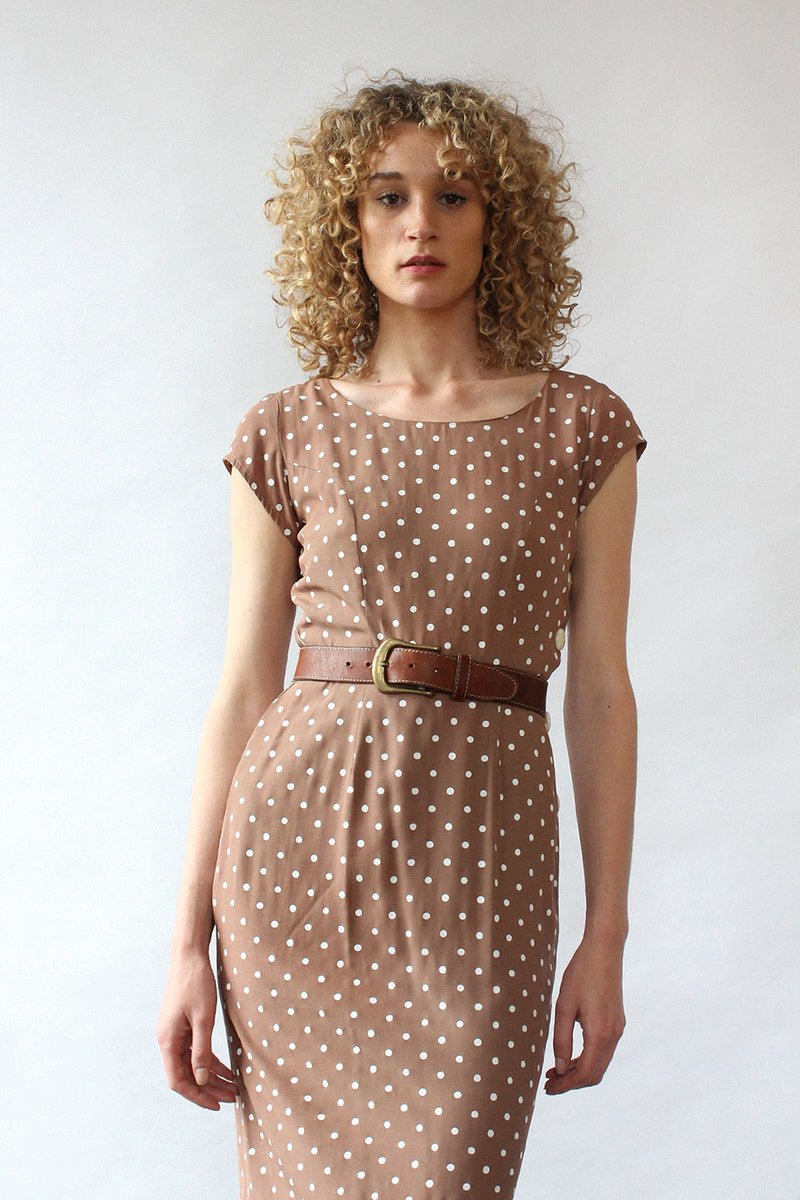 Cafe Au Lait Polka Dot Dress XS/S OMNIA Cafe Au Lait Polka Dot Dress XS/S OMNIA