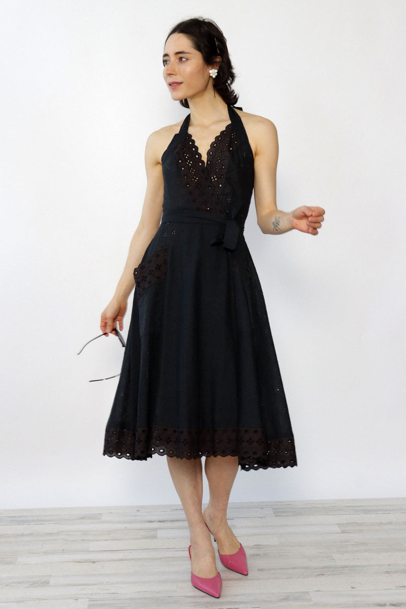 Climax Eyelet Halter Wrap Dress XS/S OMNIA Climax Eyelet Halter Wrap Dress XS/S OMNIA