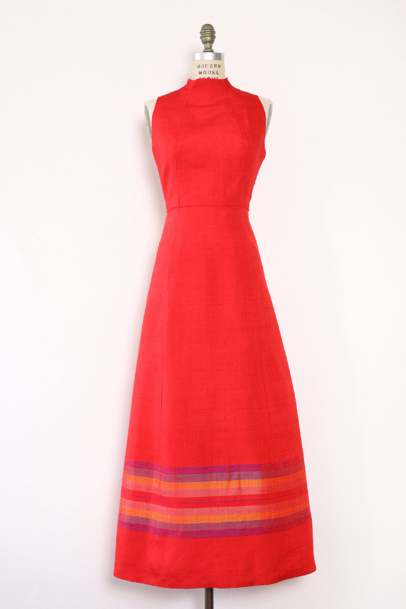 Crisp Red Striped Maxi Dress M/L OMNIA Crisp Red Striped Maxi Dress M/L OMNIA