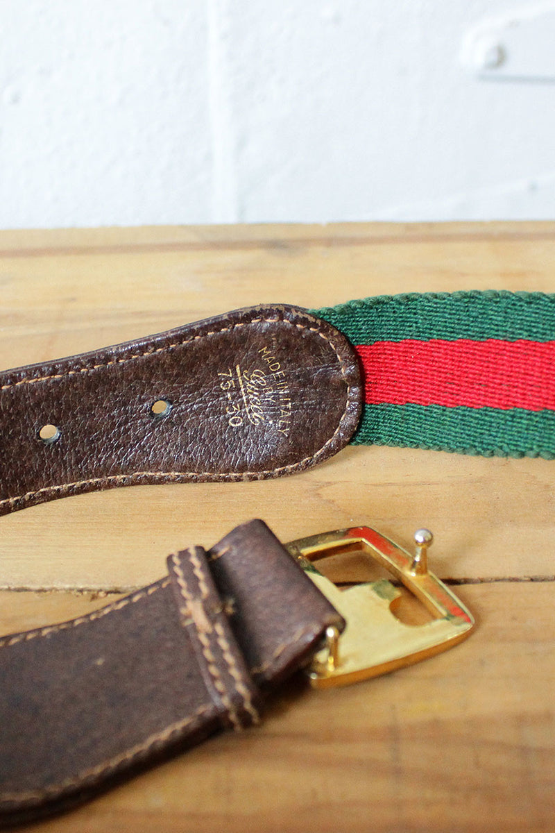 Gold Buckle Gucci Belt Red/green Stripe 